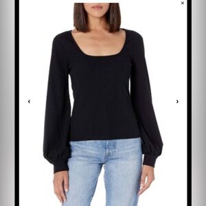 The Drop Women's @lucyswhims Square-Neck Balloon-Sleeve Top, Black, NWT